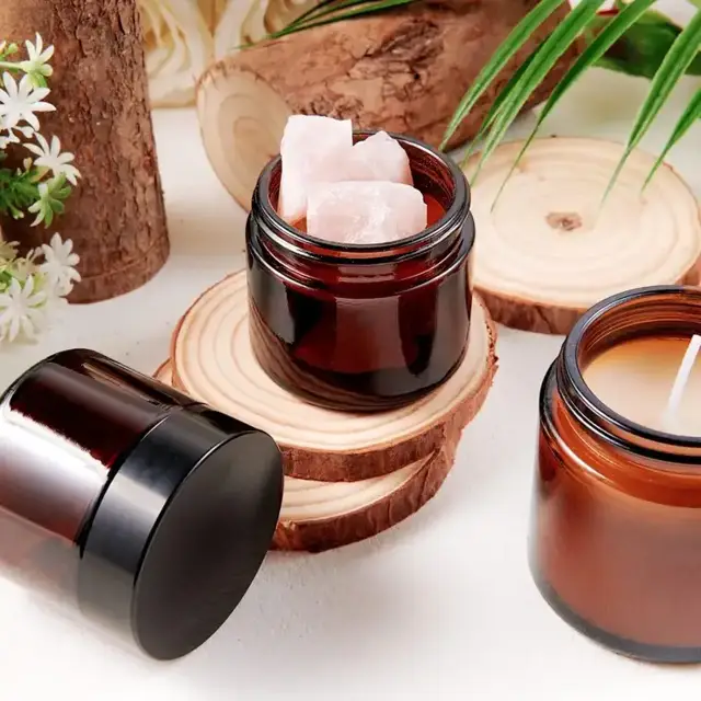 Amber Glass Cosmetic Jars view 2