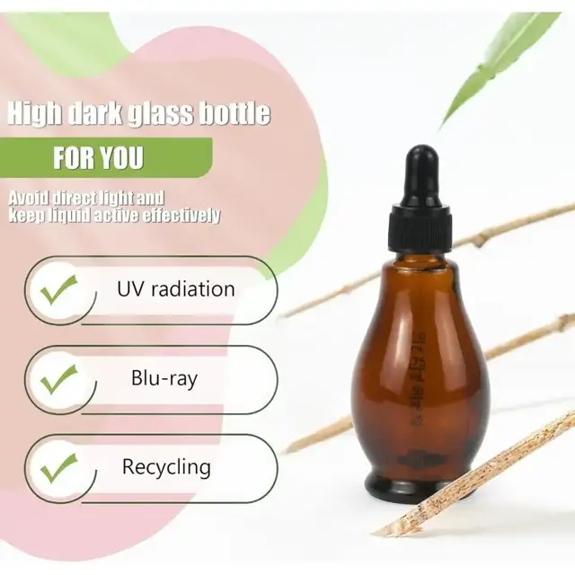 Amber glass dropper bottles view 3