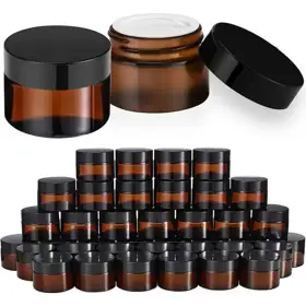 Amber Glass Cosmetic Jars view 1