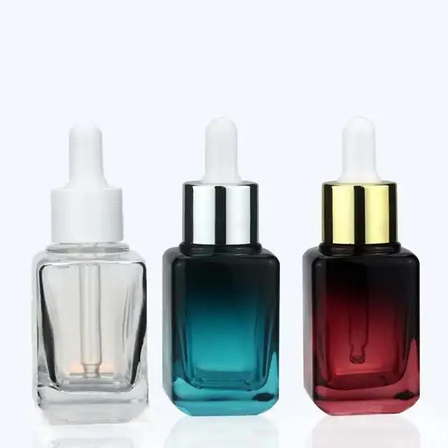 Gradient Square Glass Dropper Bottles