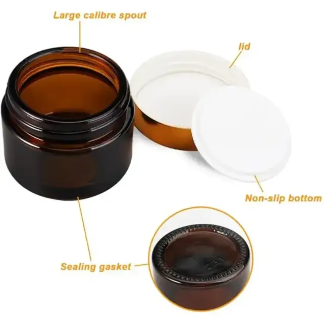 Amber Glass Cosmetic Jars view 2