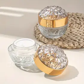 Diamond-Shaped Glass Cosmetic Jars view 1
