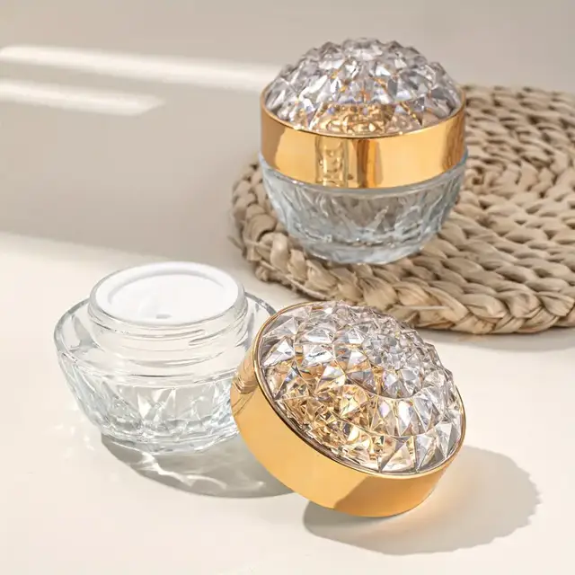 Diamond-Shaped Glass Cosmetic Jars