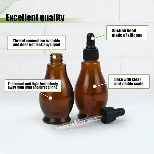 Amber glass dropper bottles view 2