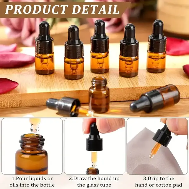 Amber Glass Dropper Bottles view 2