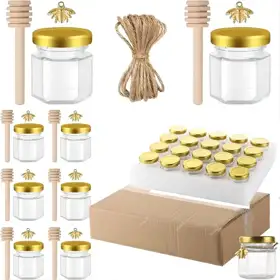Hexagonal Glass Cosmetic Jars