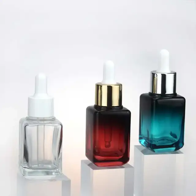 Gradient Square Glass Dropper Bottles view 2