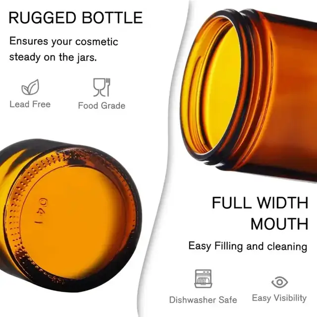 Amber Glass Cosmetic Jars view 2