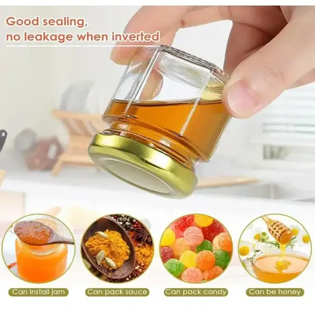 Hexagonal Glass Cosmetic Jars view 2